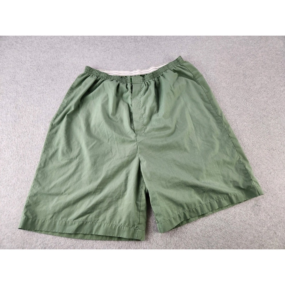Vintage Cotton Poly Blend Pajama Bottoms Shorts Lightweight Green PJs Mens Large - Picture 2 of 10